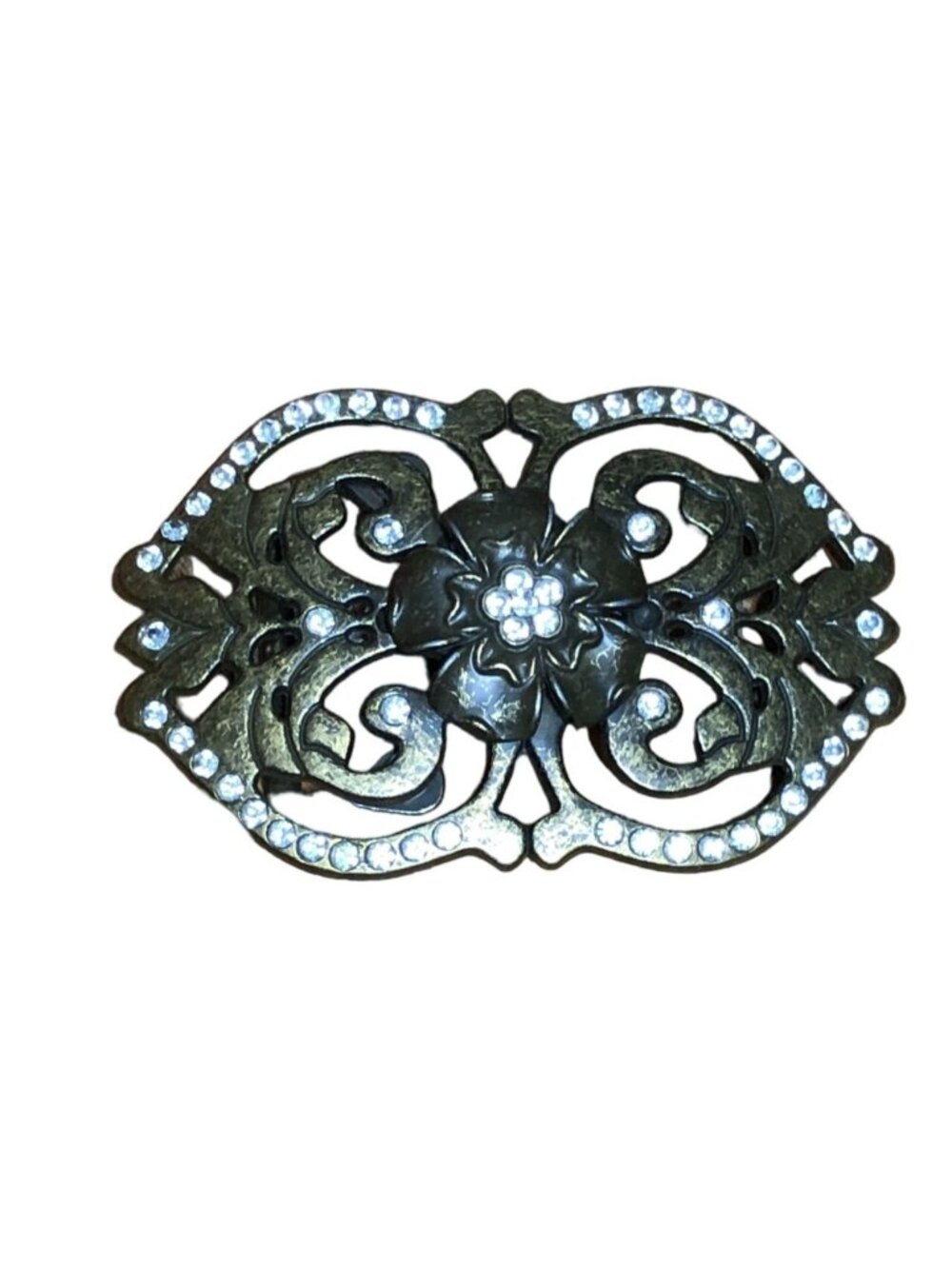 Rhinestone Belt Buckle Womens Flower Metal Gold Tone Western Boho Brass Look
